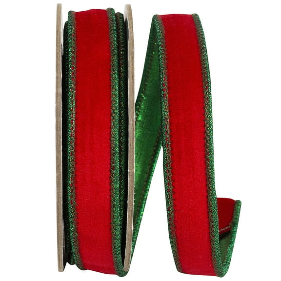 Reliant Ribbon - 94386W-985-05D, Ribbon, Red/green, 7/8 Inch, 5 Yards