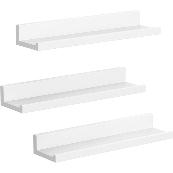 Wall Shelves Set of 3, Wooden Floating Shelves, White