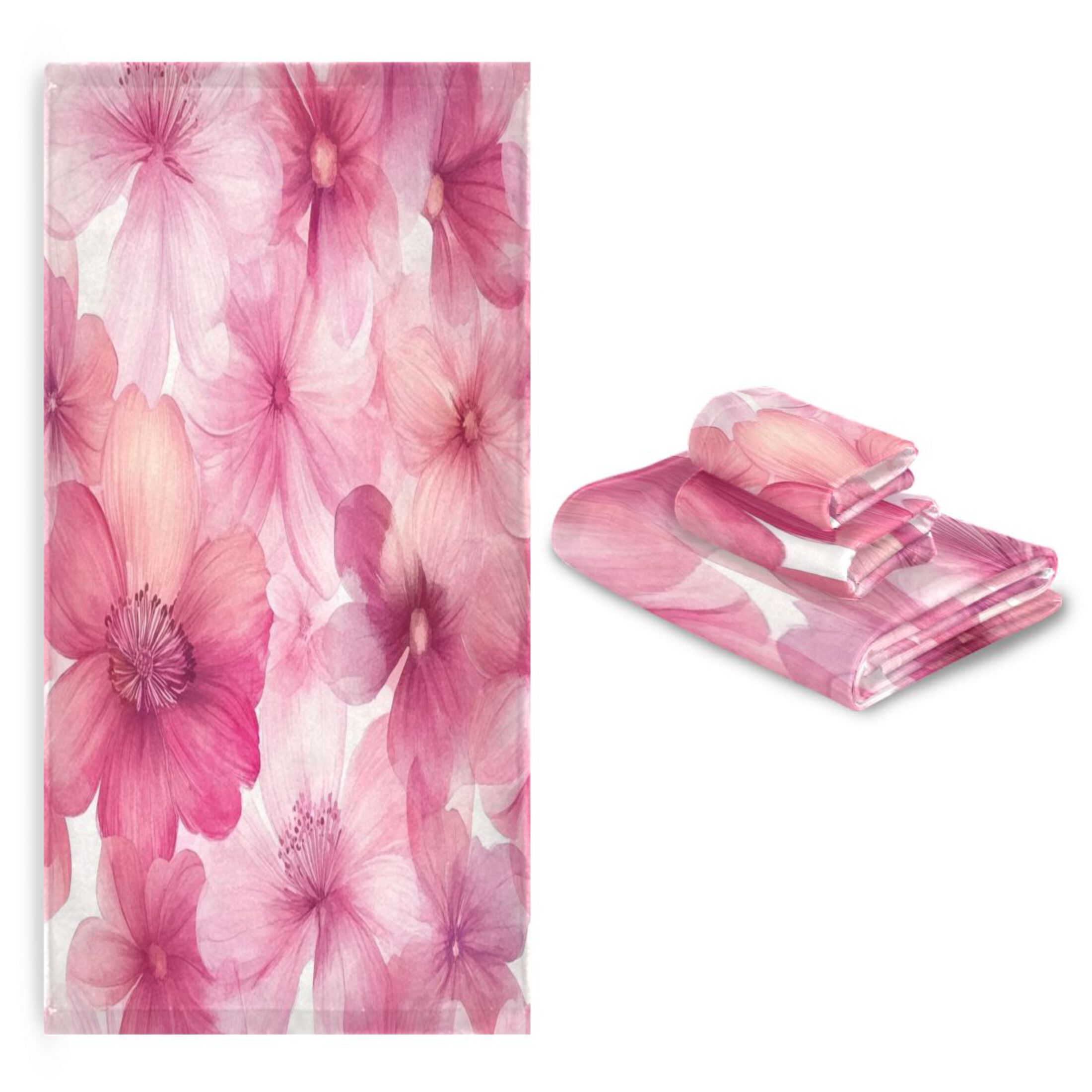 Three-Piece Towel Set Face Towel Towel Set Hand Towel Bath Towel Cotton Bath Towels Bath Towel Sets Hand Bath Towels Pink Flowers