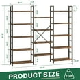 thumbnail image 2 of Walsunny Triple Wide 5 Tier Bookshelf Bookcase Wooden Bookshelves with 14 Open Display Shelves for Bedroom Living Room Home Office,Rustic Brown, 2 of 6