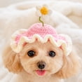 thumbnail image 5 of Pet Dog Knitted Hat, Summer Colorful Flower Pattern Crochet Cap, Breathable Soft Headwear for Small Dog Cat Outdoor Daily Fashion Accessory, 5 of 6