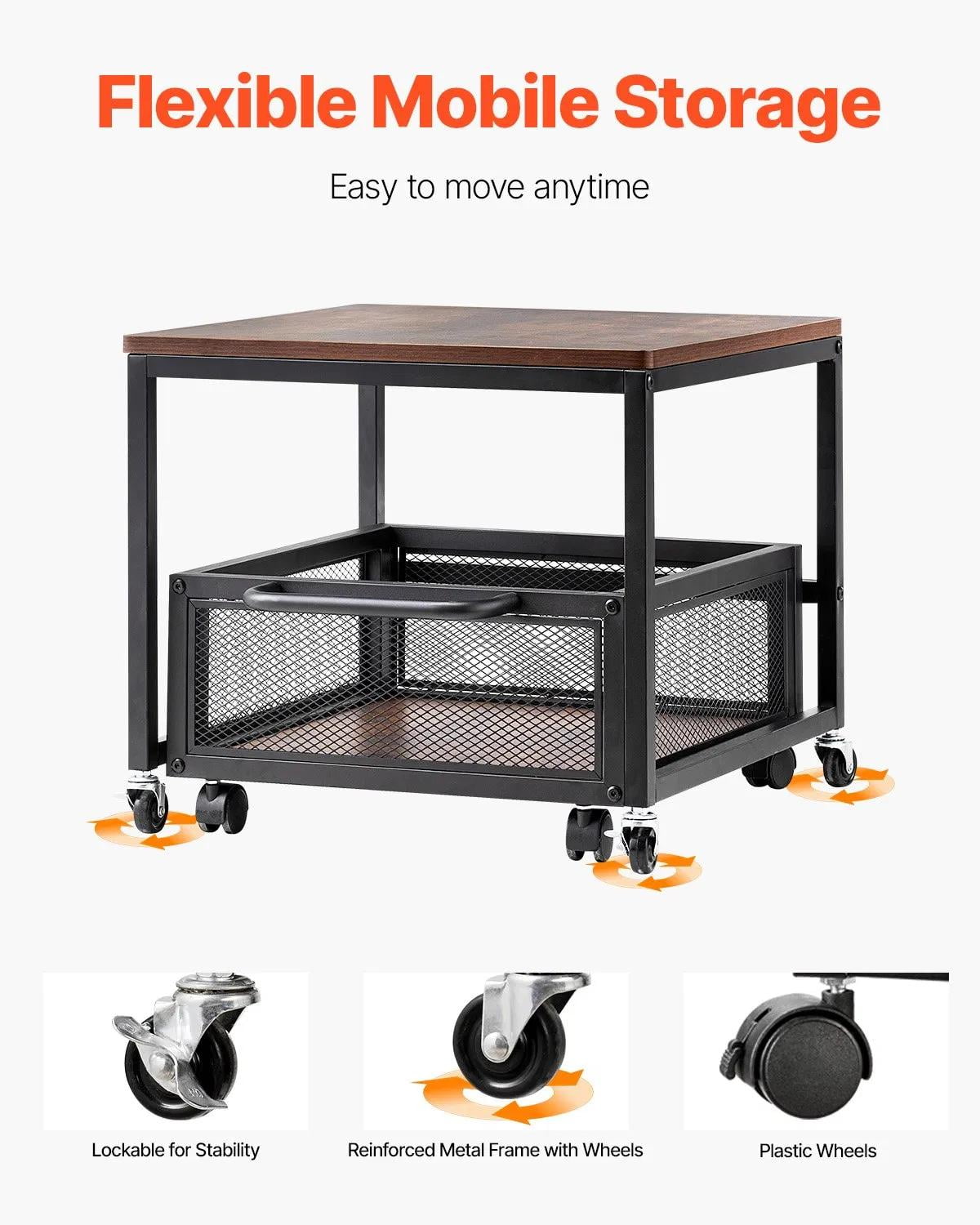 Mini Fridge Stand with Storage, Mini Fridge Table with Movable Storage Cart, Beverage Refrigerator Stand for Coffee Bar, Mini Fridge Organizer for Home Dorm