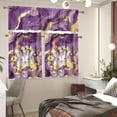 thumbnail image 3 of Marble Texture and Cute Rabbit Kitchen Curtains Valance Set of 3 Coffee Decor Easter Day Bunny Window Drapes for Living Room Home Decoration,Size M, 3 of 4