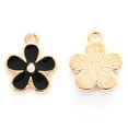 thumbnail image 2 of 100pcs Alloy Enamel Charms Cadmium Free & Lead Free Light golden Flower Black 15x13x2.5mm Hole: 1.5mm, 2 of 2
