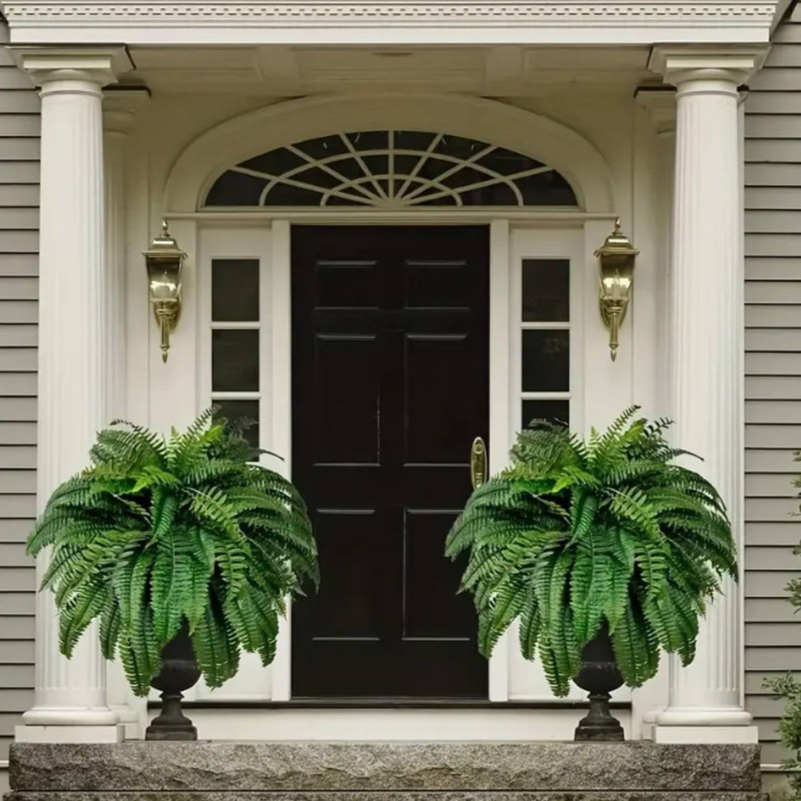 PPKVUFD 2Pcs 24 Inch Large Fake Boston-Fern, UV Resistant Artificial Ferns, Faux Fern Plants for Home, Office, Garden Indoor Outdoor Decoration