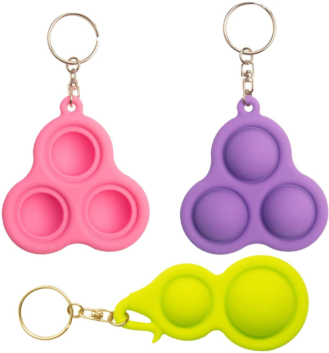Octopus BE 2Pcs Fidget Simple Dimple Toy Silicone Sensory Fidget Decompression Toy Stress Relief Hand Toys with Keychain for Kids Adults Anti-Anxiety Squeeze Game 