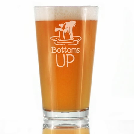Bevvee Pint Glass 16 oz Bottoms Up Duck Enthusiast Gifts Beer Glasses