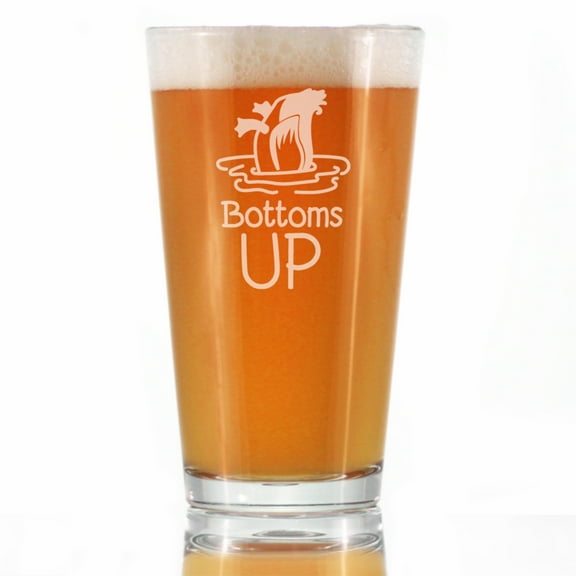 Bevvee Pint Glass 16 oz Bottoms Up Duck Enthusiast Gifts Beer Glasses