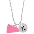 thumbnail image 1 of Delight Jewelry Acrylic 1.25" Hot Pink Megaphone Silvertone Script Initial Disc - N - Charm Necklace, 20"+3", 1 of 4