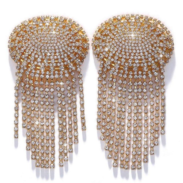 Round rhinestone tassel chest patch versatile temperament jewelry full diamond