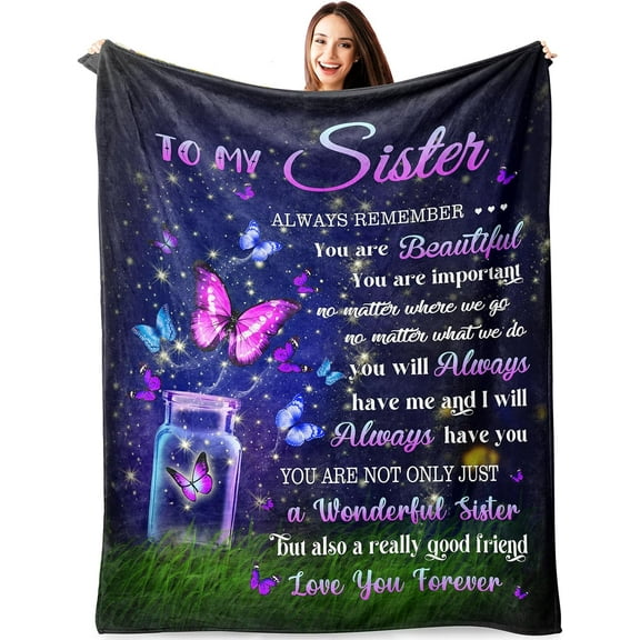 Sister Birthday Gift Ideas, Sister Gifts Blanket 50”*60”, Sisters Gifts from Sister, Birthday Gifts for Sister, Gift for Sister Adult, Best Sister Ever Gifts, Gifts for Little Sister