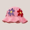 thumbnail image 2 of Povozer Women Crochet Hat Floral Crochet Bucket Hat Knitted Hats Fish Hat Travel Outdoor Handmade Knit Hats Fishing Hat Beach Hat Light Pink, 2 of 4