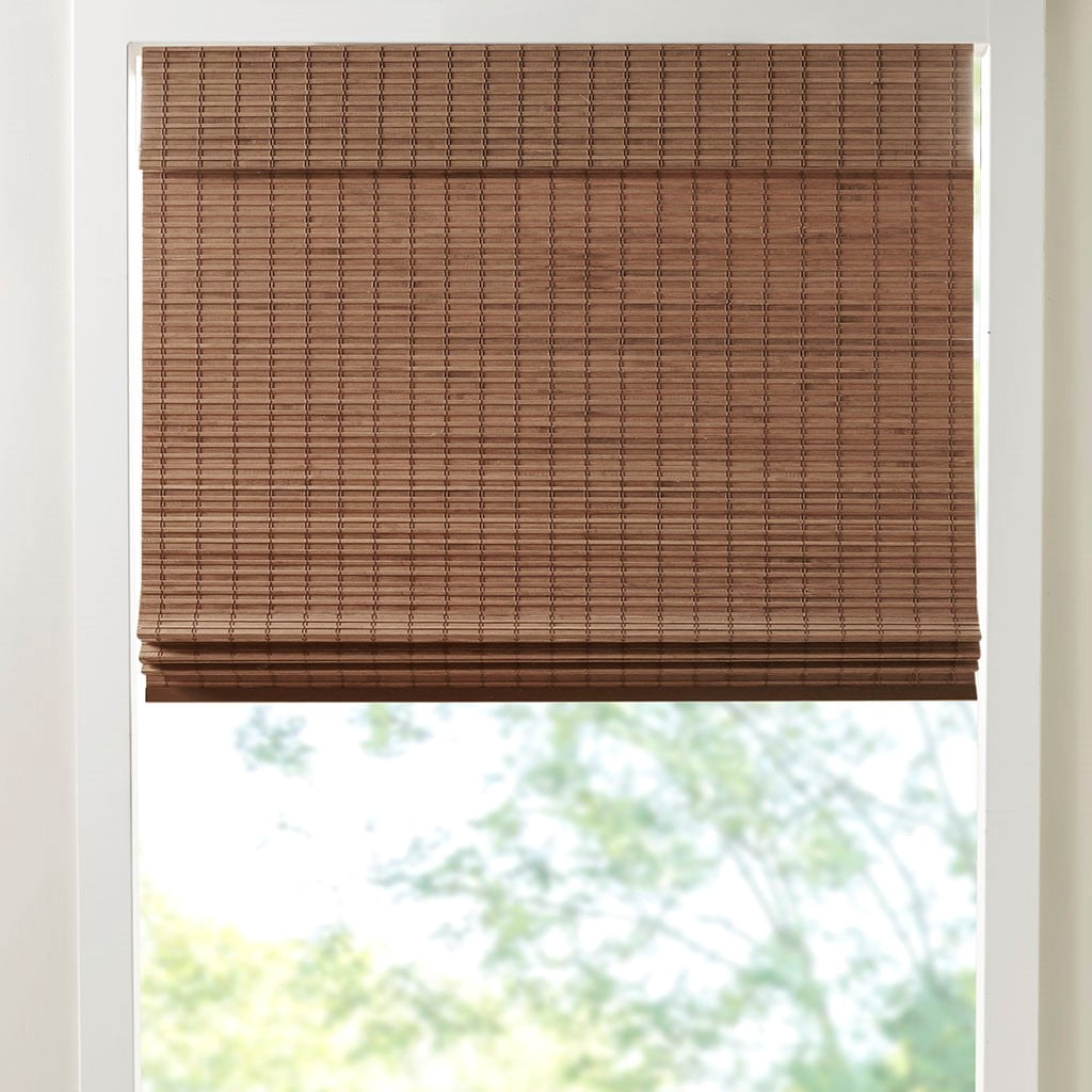 MAYEERTY Bamboo Light Filtering Privacy Roman Window Shade, Teak, 64" L x 33" W