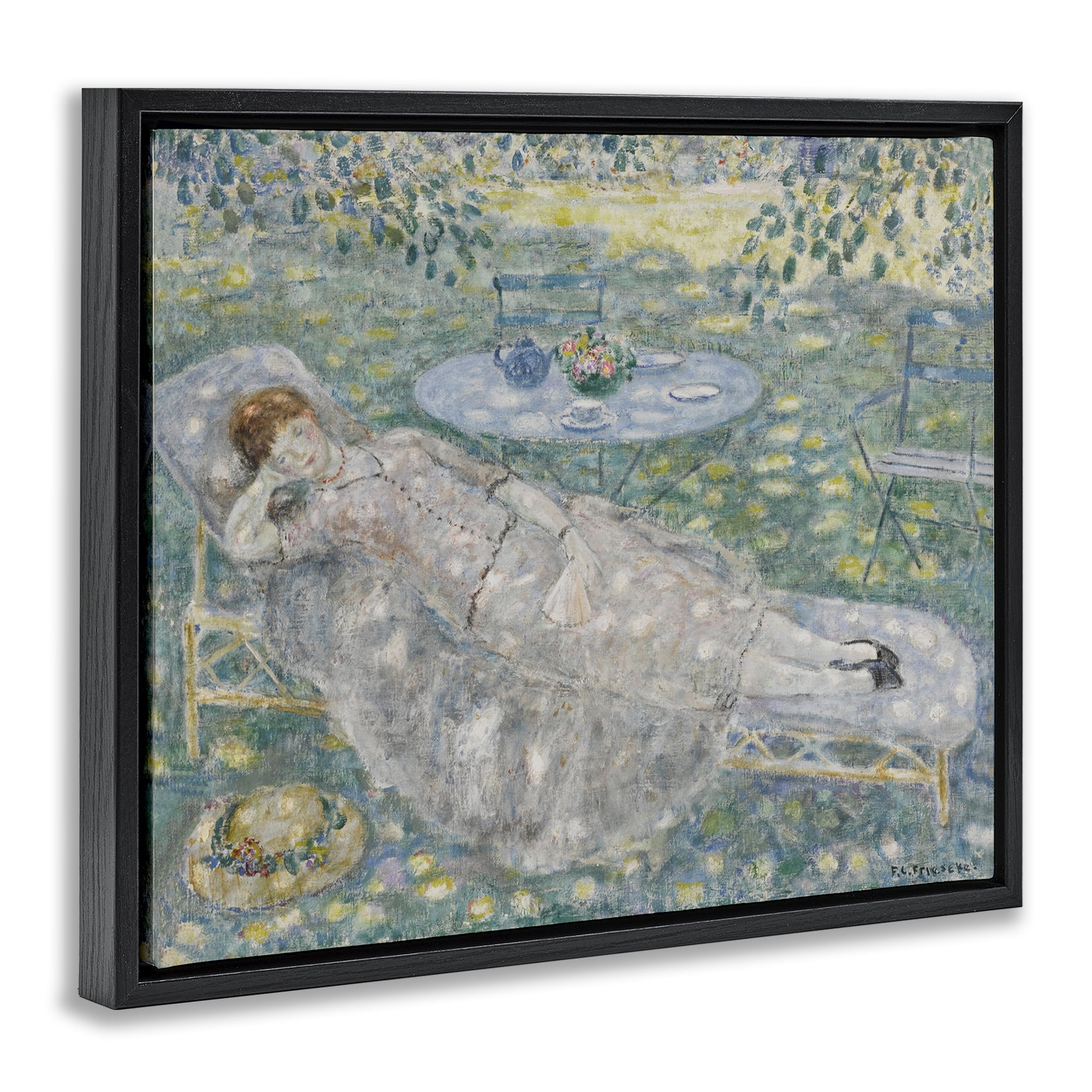 Stupell Industries Classical Frieseke Portrait Landscape & Nature Painting Black Floater Framed Canvas Art Print Wall Art, 21 x 17
