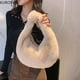 thumbnail image 4 of Bolso de hombro de piel sintética para mujer, de moda de invierno, de color liso, de felpa suave, con asa superior, pequeño, para mujer, 4 of 5