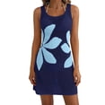 thumbnail image 3 of Xuhomer Summer Cover Ups for Women Floral Hollow Long Sleeve Crew Neck Split Beach Tank Cover Up Bikini Bathing Suits Loose Cami Sunscreen Cover Swimsuit Cover-up Dress Blue M, 3 of 5
