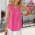 thumbnail image 3 of WREESH Womens Summer Tank Tops Pleated Sleeveless Tunic Tops Loose Fit Casual Solid Color Blouse Red, 3 of 9