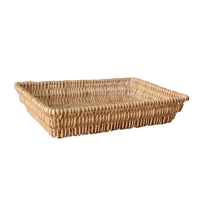 Cesta de almacenamiento de ratán, cesta tejida para aperitivos y frutas, cesta tejida apilable para pan