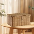 thumbnail image 1 of Canasta de almacenamiento con tapa decorativa rectangular Práctica Organizador para el hogar Bin de almacenamiento para la sala de estar de la oficina 36CMX23CMX16CM, 1 of 8