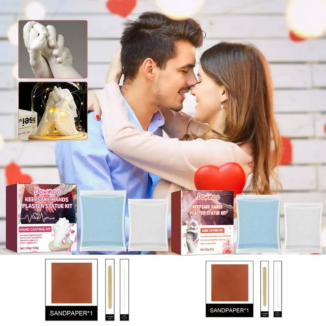 Kit de fundición de yeso DIY - Juego de recuerdos de 100g+100g para parejas, regalos de aniversario y San Valentín, recuerdos
