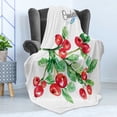 thumbnail image 4 of Cranberry Soft Flannel Fleece Blanket, Fruit Berry Diet Fresh Botanical Nature Healthy Taste Flourishing Watercolor, Cozy Plush for Indoor and Outdoor Use, 50" x 60", Green Vermilion, by Ambesonne, 4 of 5