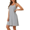 thumbnail image 4 of INSPIRE CHIC Women's Sleeveless Pajama Dress Modal Chemise Sleepshirts Nightshirts Spaghetti Strap Nightgowns L Gray, 4 of 5