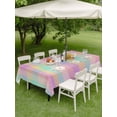 thumbnail image 5 of 54x80 Inch Outdoor Tablecloth with Umbrella Hole Zipper Rectangle Pink Blue Plaid Rectangular Tablecloths Outside Waterproof Buffalo Checkered Modern Gingham Lattice Patio Table Cover for Picnic, 5 of 8