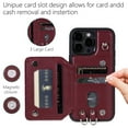 thumbnail image 3 of Case for iPhone 15 Pro Max, Detachable Crossbody Strap Wallet Case with Card Slots, Stand Ring Flip PU Leather Protective Cover Lanyard for Women for iPhone 15 Pro Max, Winered, 3 of 6