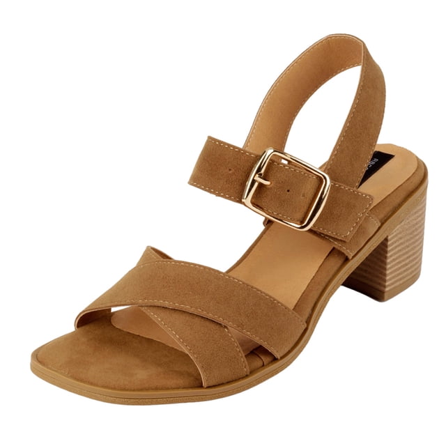 Sandalia con tacón Exterior Gamuza sintética Color Café Para Mujer De RBCOLLECTION