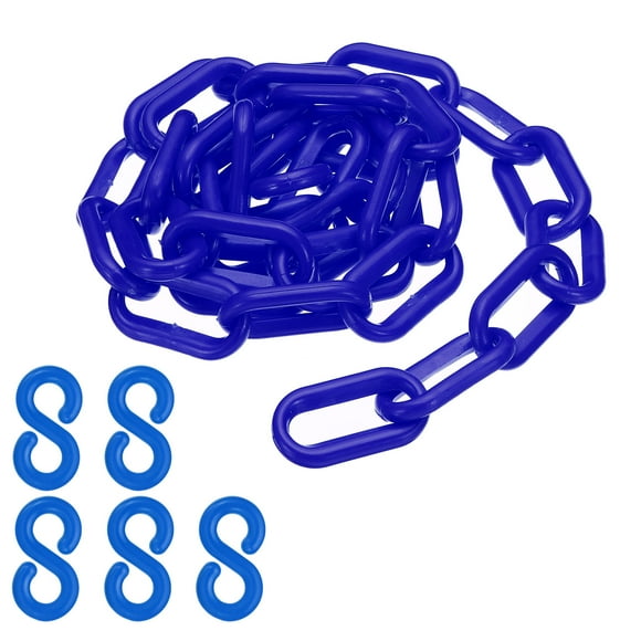 Cadena de plástico Uxcell, cadena de barrera de seguridad de 3 pies para control de multitudes, 1/4 pulgada (6 mm) azul