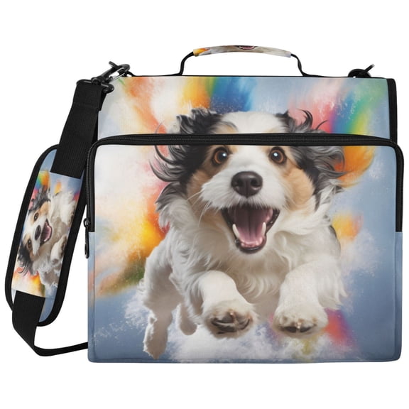 ALAZA Zipper Binder Cute Dog with Rainbow Pattern 2 inch 3 Ring 500 Sheet Capacity Trapper Keeper File Folder Organizer Bag