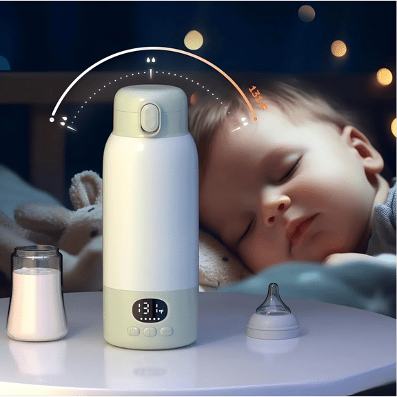 Portable Bottle Warmer for Travel,Milk Warmer for Baby Breastmilk with Fast Heating & Precise Temp Control, Bottle Warmer for Car, Outdoors, 17 Ounces Large Capacity,Green