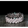 thumbnail image 4 of Baguette and Round Cut Full Eternity Diamond Ring, Women's Wedding Band Ring, 2.4 Ct Simulated Diamond, 925 Sterling Silver, Luxurious Party Wear Eternity Ring, 4 of 5