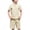 Beige, variant on Boys Cotton Linen Outfit Sets Short Sleeve Crew Neck T-Shirt & Shorts Summer Casual Clothes for 5-14 Years