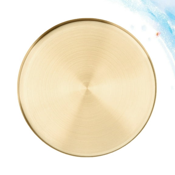 FELTECHELECTR Large 30 x 30 x 2.8 Cm Golden Round Stainless Steel Round Shape Serving Tray