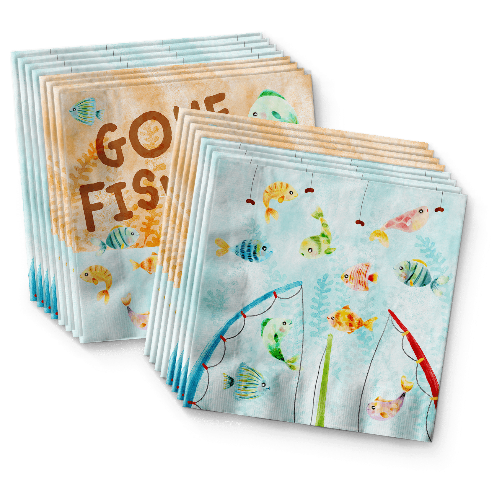 Little Fishing Birthday Party Supplies Set Plates Napkins Cups Tableware  Kit for 16 