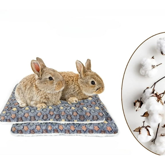 Bunny Sleeping Fleece Pad Guinea Pig Bed Mat Winter for Warm Small Animal Stars Pattern Beds Mattres（2pcs）