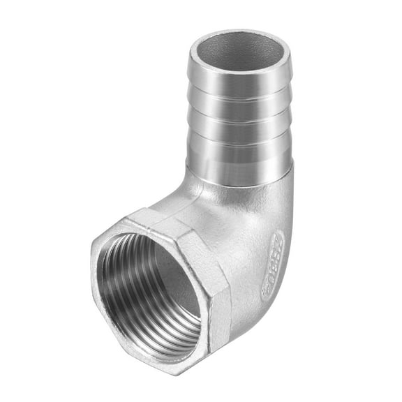304 Stainless Steel Hose Barb Fitting Elbow, 25mm Barbed x 1" NPT Female Pipe Connector for Water Fuel Air Home Brew