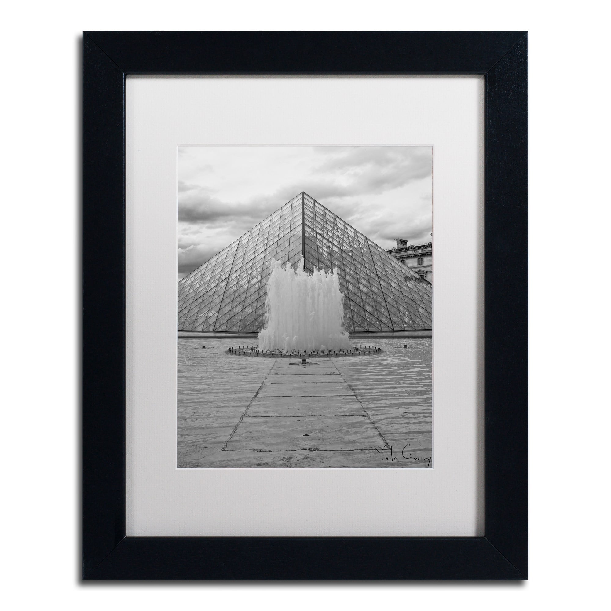 Trademark Fine Art "Paris Deux - Louvre" Canvas Art by Yale Gurney, White Matte, Black Frame