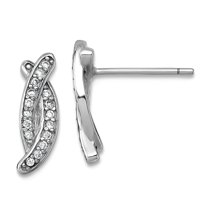 925 Sterling Silver Rhodium Plated Polished Fancy Cubic Zirconia X Post Earrings 13x4.2mm Wide Stud Earring for Women