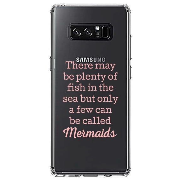 DistinctInk Clear Shockproof Hybrid Case for Samsung Galaxy Note 8 - TPU Bumper Acrylic Back Tempered Glass Screen Protector - Plenty of Fish in the Sea But Only a Few Mermaids
