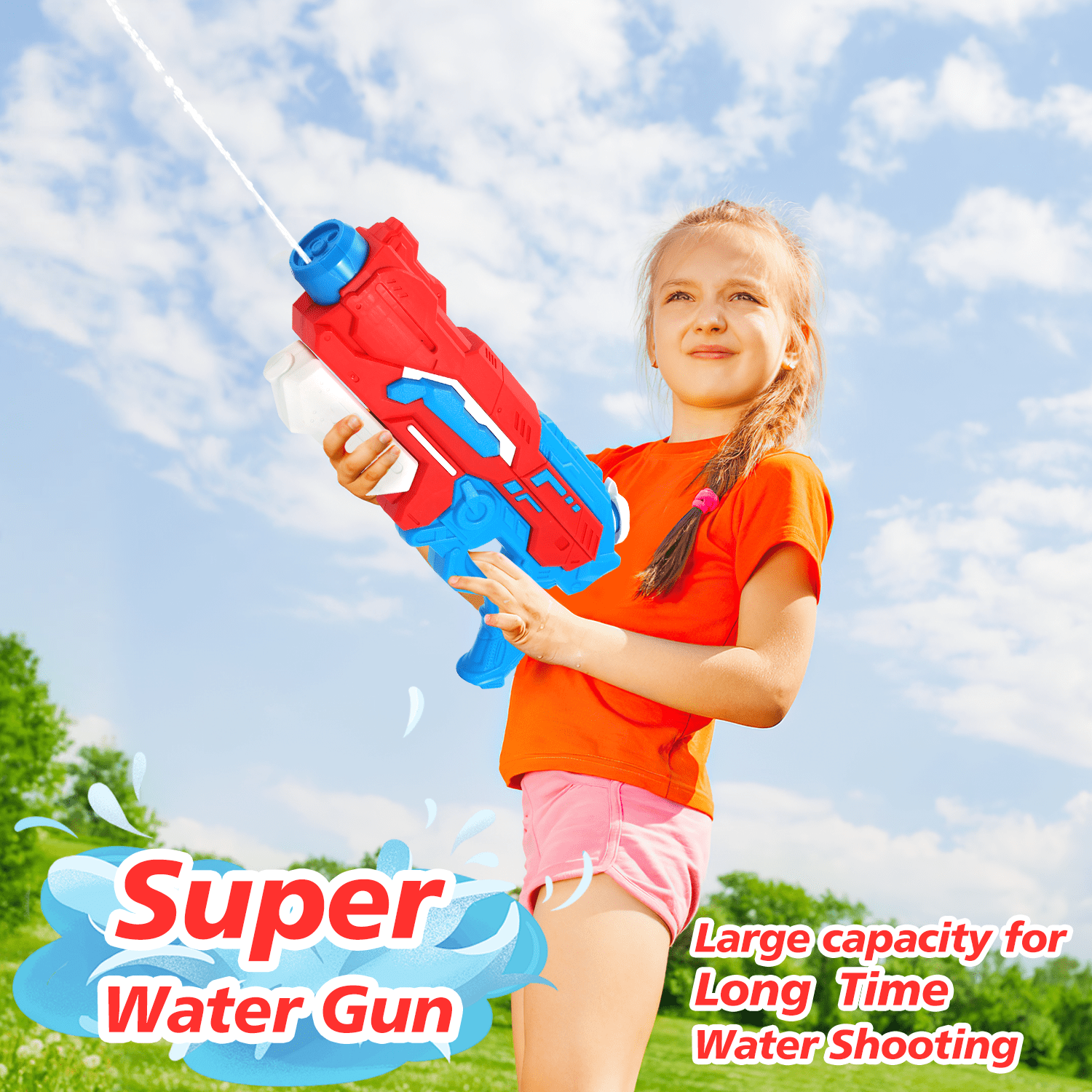 Henotian Water Guns for Kids - 1200cc 2 Pack Super Soaker Water Gun, Water Blaster Leakproof Pool Water Blaster Squirt Blaster for Kids, Adults, Summer Outdoor Toys for Kids