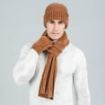 thumbnail image 5 of Couples Winter Warm Scarf Hat Gloves Set Ribbed Knitted Woolen Bib Suit Soft Comfortable Unisex Cold Weather Accessories, 5 of 5