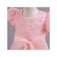 thumbnail image 5 of hirigin Kids Girl’s Tulle Dress, Short Sleeve Crew Neck Flower Bowknot Patchwork Dress for Party Stage Show, 5 of 9