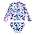 thumbnail image 4 of Girls 2 Piece Long Sleeve Swim Shirt Shorts Print Rashguard Swimsuit Swimwear Bathing Suit Beachwear, 4 of 7