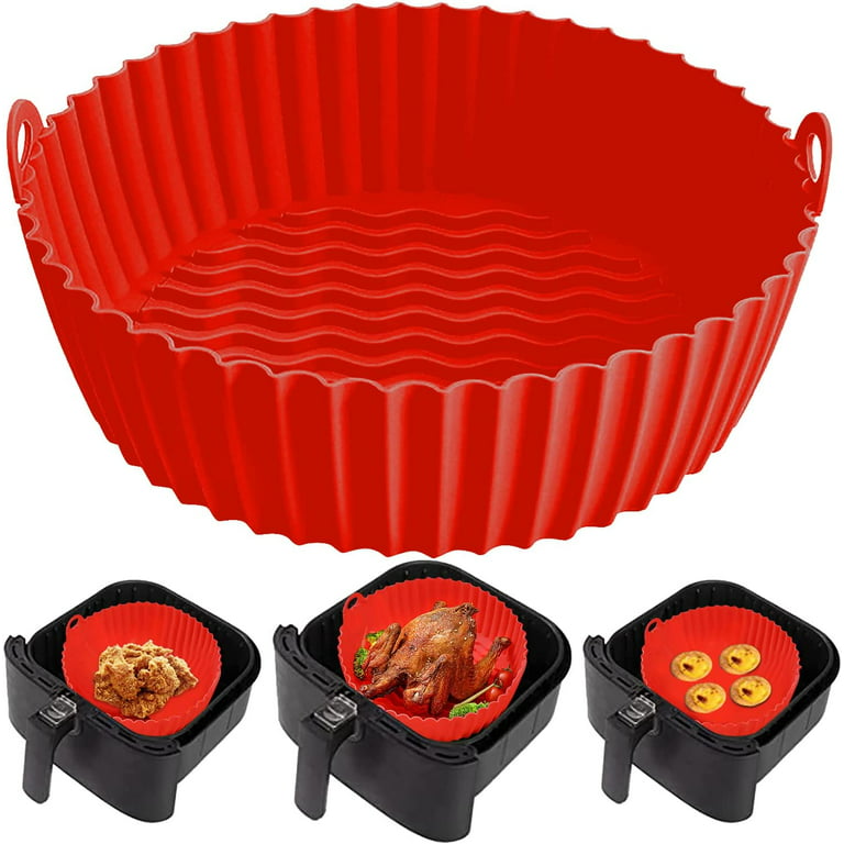 5pcs Silicone Air Fryer Liners，8 Inch Air Fryer Silicone Liners, Food Safe  Air Fryer Accessories,Reusable Air Fryer Silicone Bowl Fits 4 To 7QT （Round