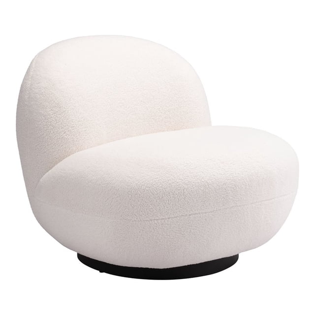 ZUO Myanmar Modern Chaise d'Appoint en Acier Mousse et Polyester Crème
