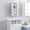 Silver + Stainless Steel, variant on Toilet Paper Cabinet for Small Bathroom Corner, Thin Floor Storage Cabinet with Doors and Shelves, Engineered Wood Organizer for Paper Shampoo, White