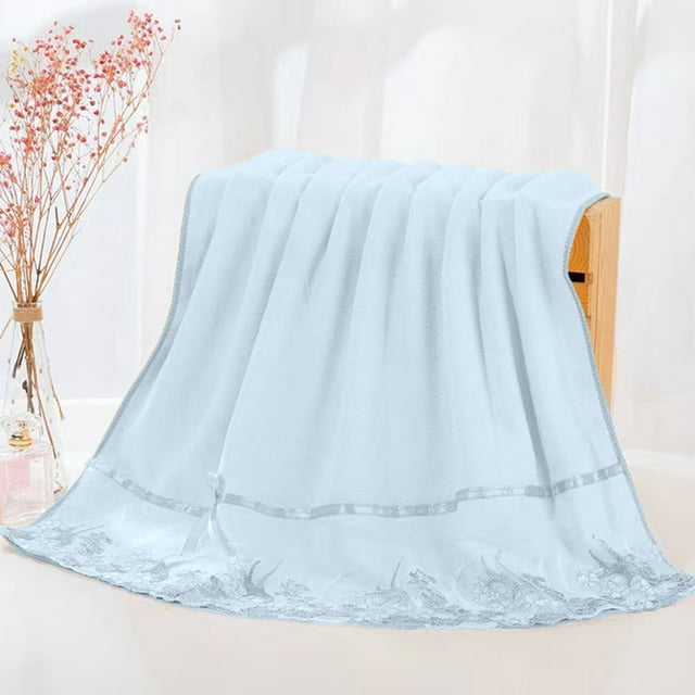 Juego de 3 Toallas de Baño de Algodón con Encaje de Colores | Toallas de Regalo Suaves, Absorbentes y Bordadas | Toallas de Baño Grandes de Secado Rápido para Usar En Casa, Spa, Gimnasio y Piscina