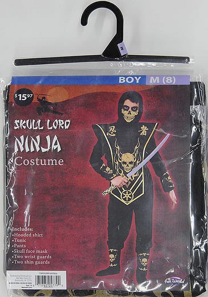 Fun World Skull Lord Ninja Child Costume – Black/Silver, Medium (8-10 Years) - View #6
